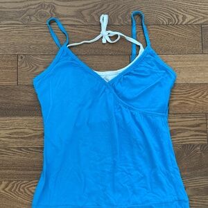 Y2K blue and white halter spaghetti top